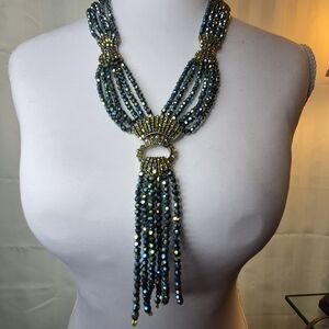 Heidi Daus Upper East Side Tassel Drop Swarovski Crystal Bead Necklace
